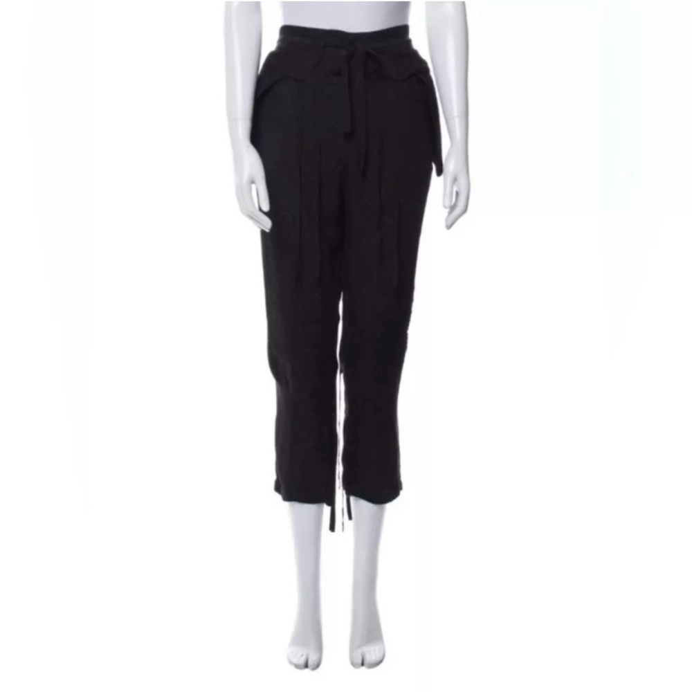 Chloe Textured Cropped Tassel Pull On Pants Womens 35 Black